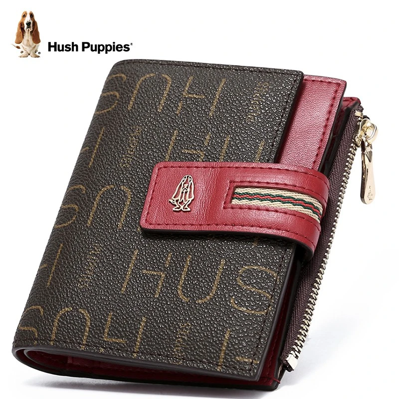 Hush Hush Puppies Card Holder Women's Bag Popular Fashion Ladies Simple Folding Coins Brown Purse
