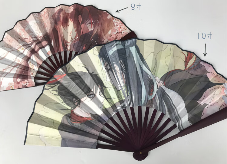 中国和风银魂娟布折扇复古典动漫阴阳师魔道初音舞蹈扇子新品 银色 第