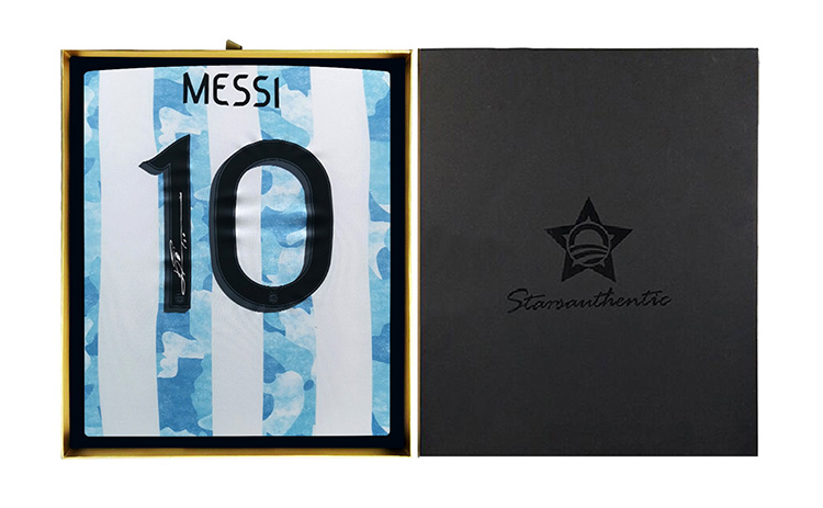 收藏梅西messi阿根廷球衣里奥梅西亲笔签名saicons双证书礼盒
