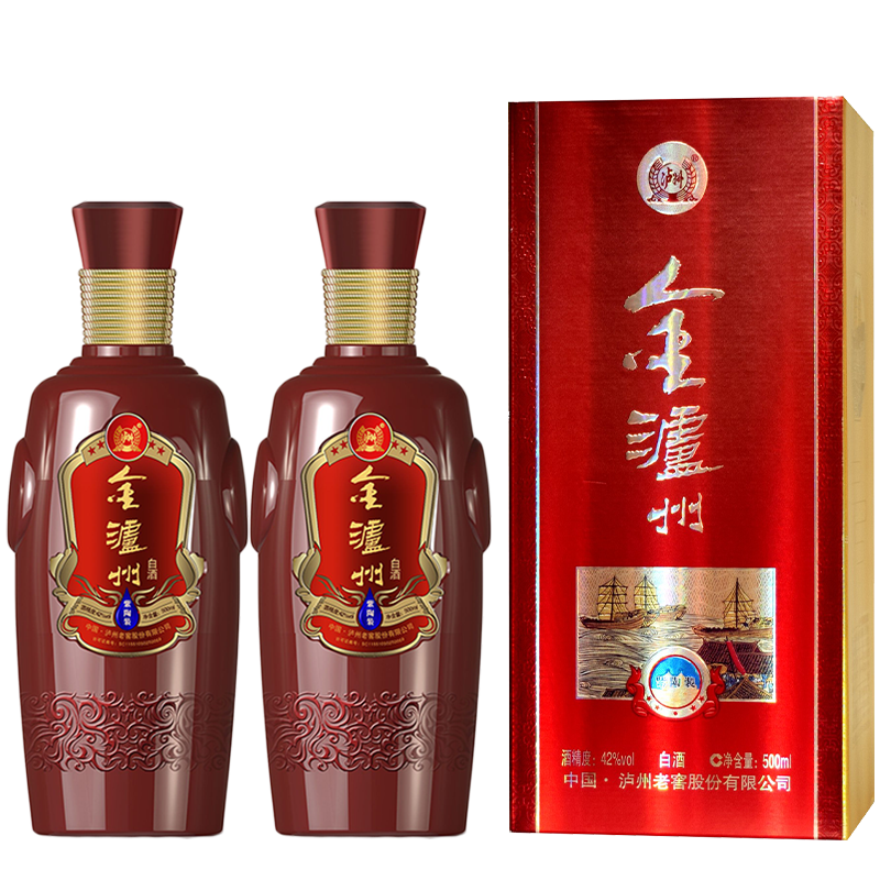 泸州老窖股份公司出品浓香型白酒 金泸州42度 500ml*2