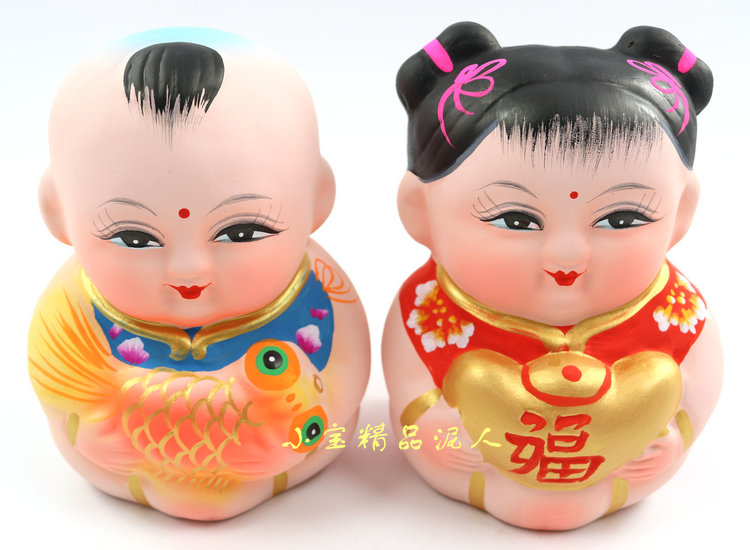 七夕情人节礼物惠山泥人无锡特产泥娃娃金鱼阿福外事出国礼品中国风