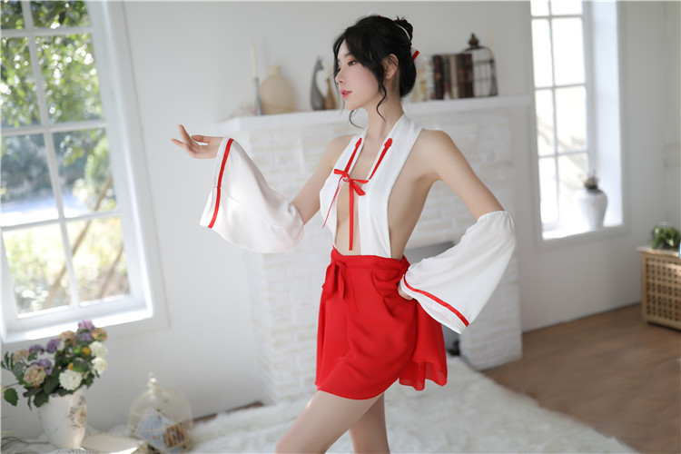 长夜漫漫情趣内衣性感深v挂脖吊带漏奶日式cosplay女巫百褶裙诱惑激情