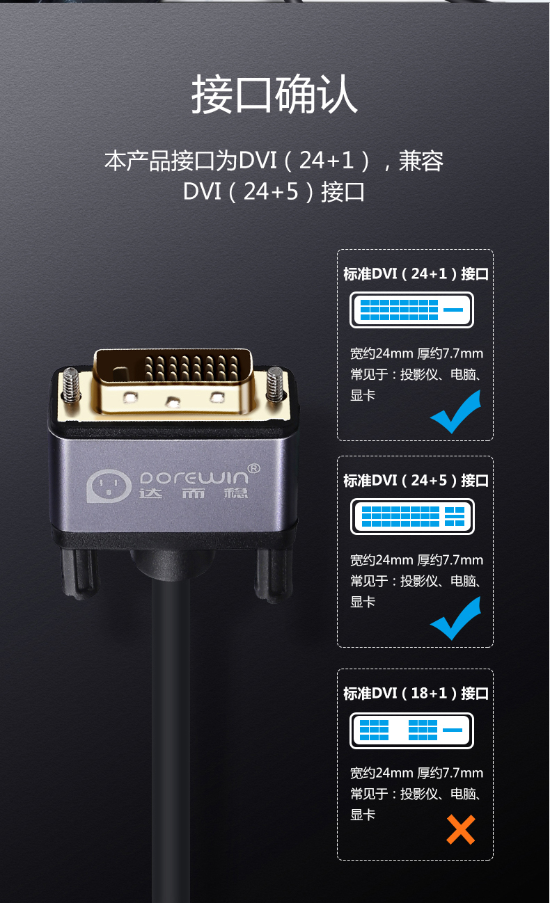 器连接线台式主机高清数据线显示屏视频线241显卡接口线dvid屏幕2k