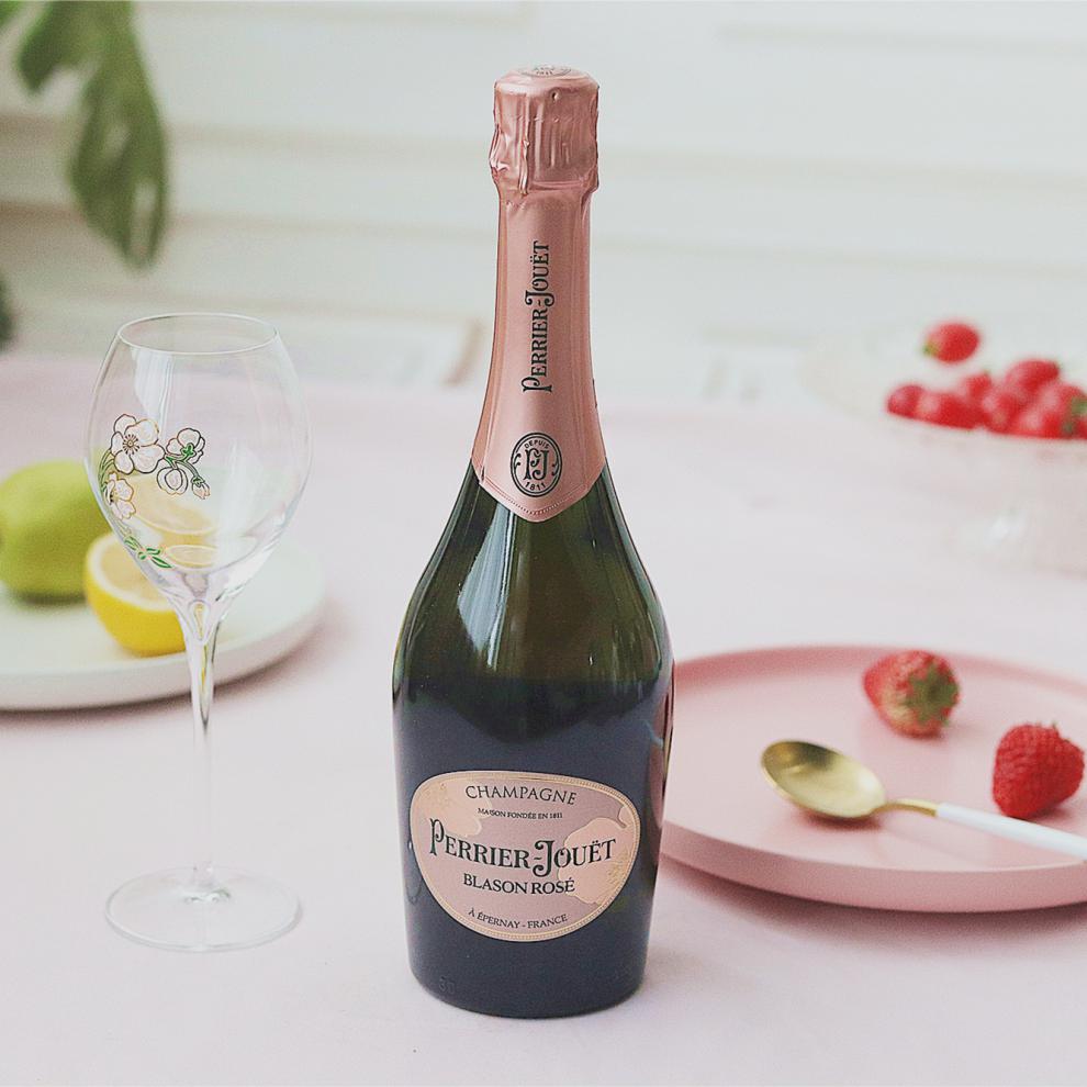 现货法国进口perrierjouet粉红巴黎之花布拉森玫瑰桃红香槟起泡酒