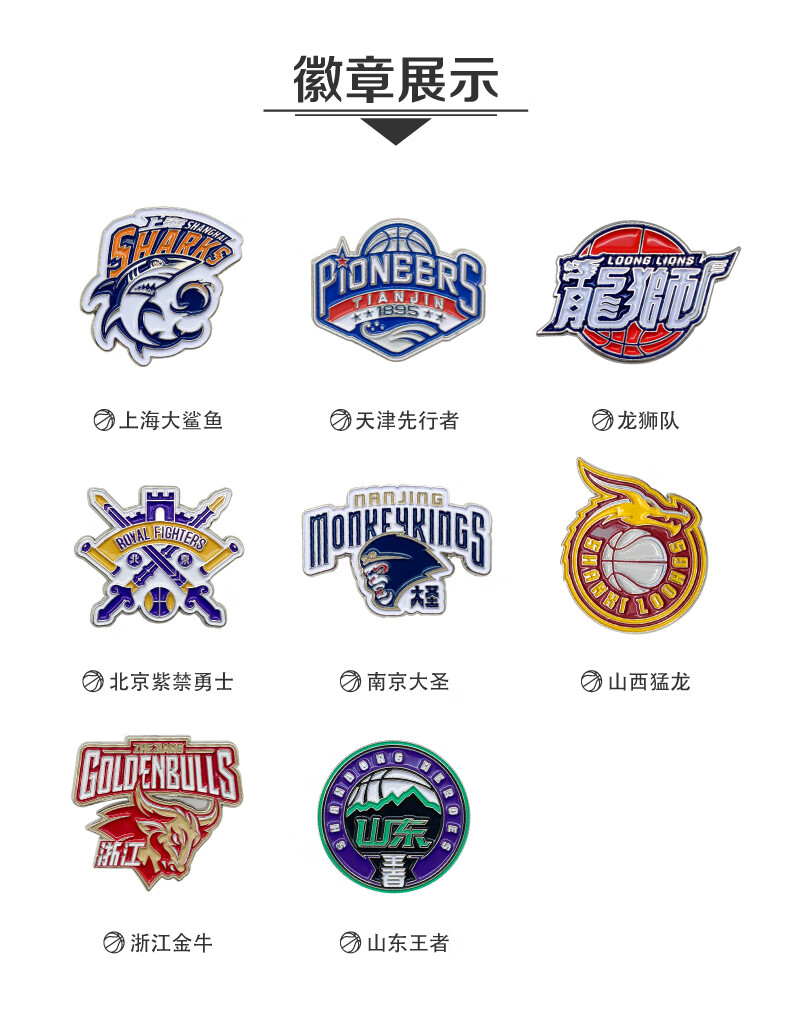 cba球队周边徽章辽宁吉林新疆山东山西广厦浙江南京北控深圳毕柯鹿