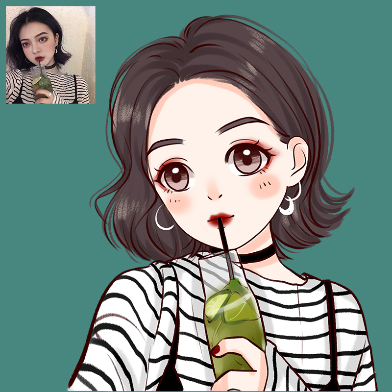 微信头像定制水彩手绘头像定制漫画头像情侣插画设计真人照片q