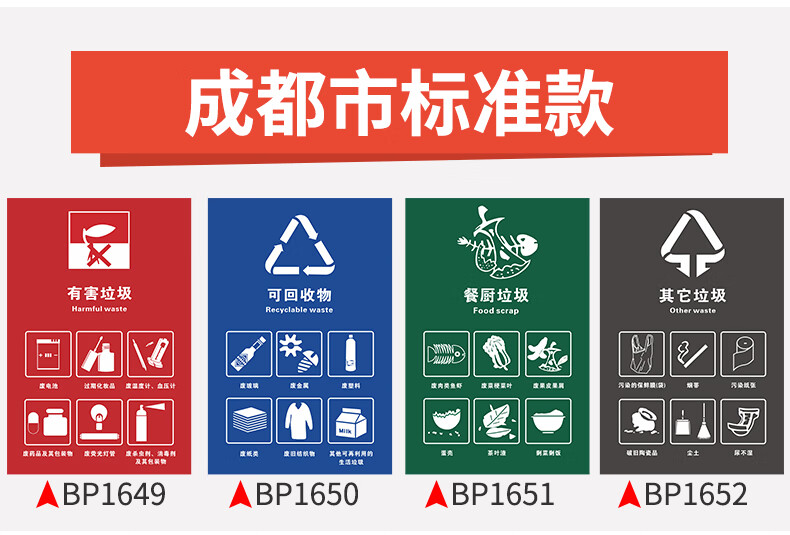 垃圾分类贴纸垃圾分类标识贴纸提示牌国标北京上海深圳苏州垃圾桶标志