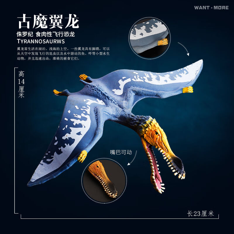 儿童翼龙飞天蓝龙飞龙霸王龙恐龙模型玩具套装大号仿真动物模型男孩