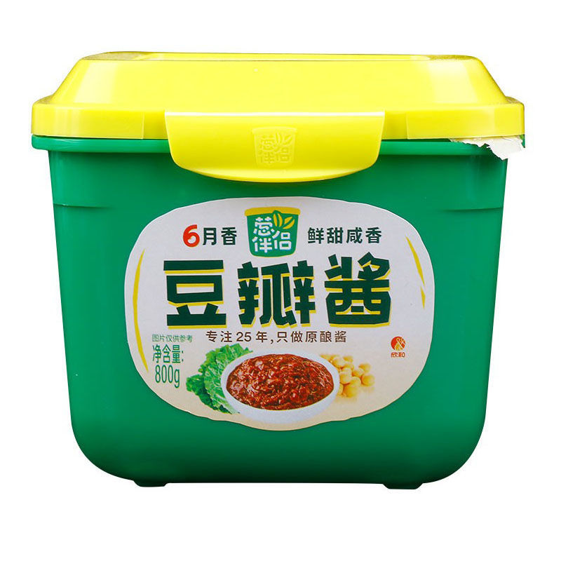六月鲜豆瓣酱欣和葱伴侣6月香豆瓣酱2kg桶装六月香800g大酱汤生菜蘸酱