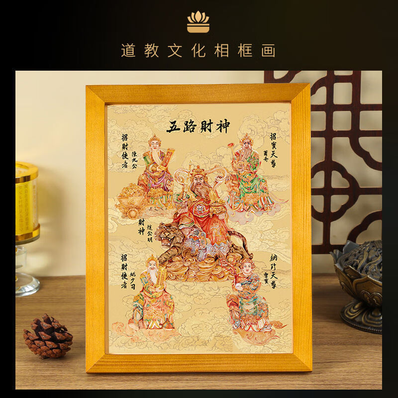 财神爷挂画五路神文武财神赵公明开业光店铺供奉客厅