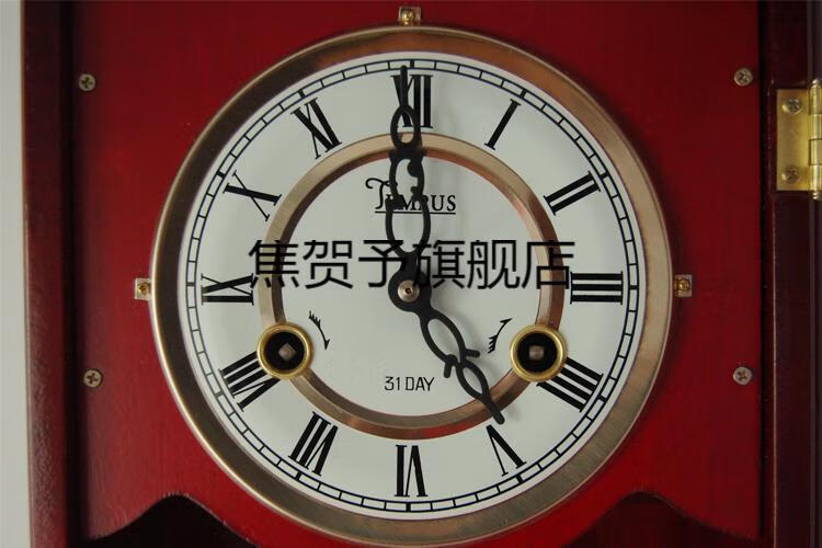 新款老式机械摆钟铜机芯实木机械挂钟报时中式欧式客厅老式风水摇摆钟