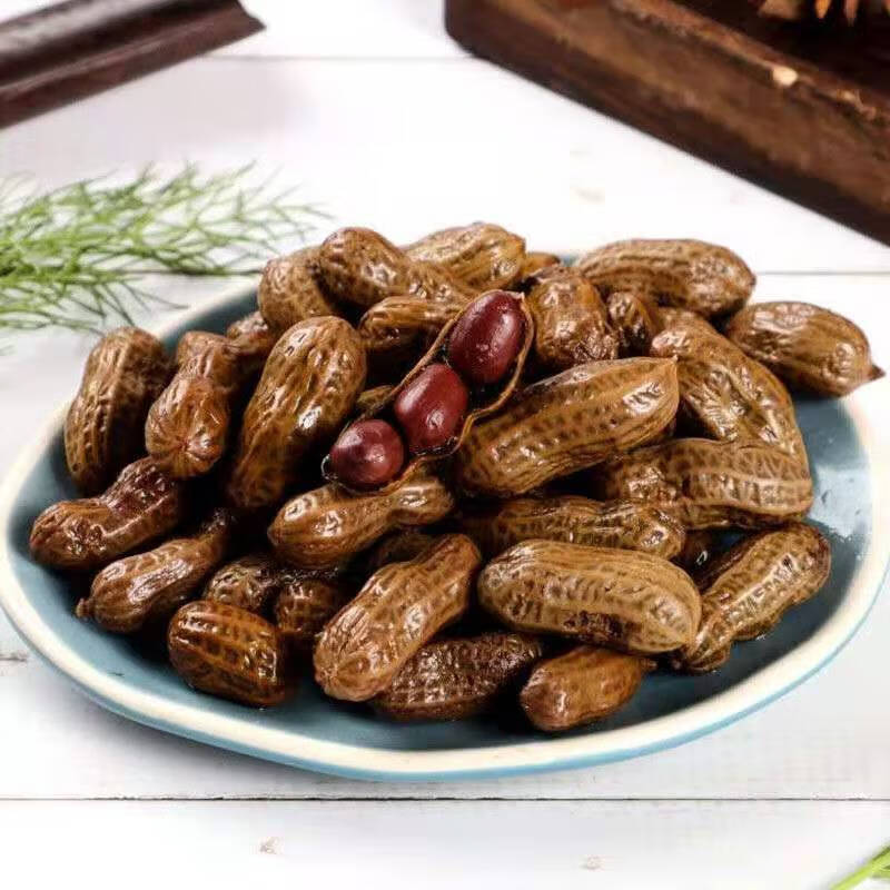卤汁五香水煮花生鲜汁花生带壳即食散装500克特产卤花生休闲小吃买2送