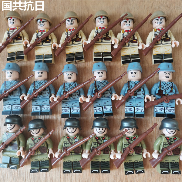 布鲁可森宝八路军二战系列人仔八佰士兵拼装积木玩具男孩国军国兵1人
