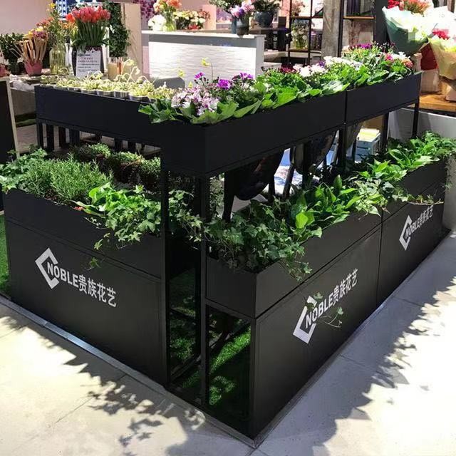 可定做 精甄 简约咖啡厅餐厅装饰屏风隔断户外花箱铁艺围栏栅栏办公室花架花槽 可定做不锈钢 黑色 双槽:长60*40*100cm高 整装