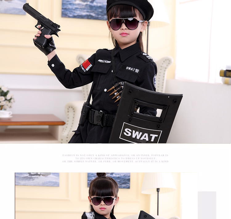 儿童警察衣服套装六一孩子儿童宝宝小警察演出服武装特警精英装备舞蹈