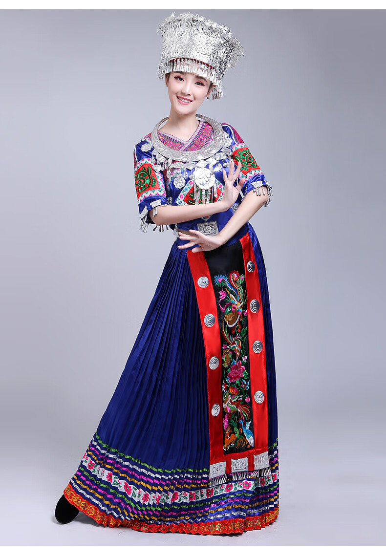 苗族服装女少数民族演出服贵州绣花舞蹈服盛装彝族瑶族土家族服饰2020