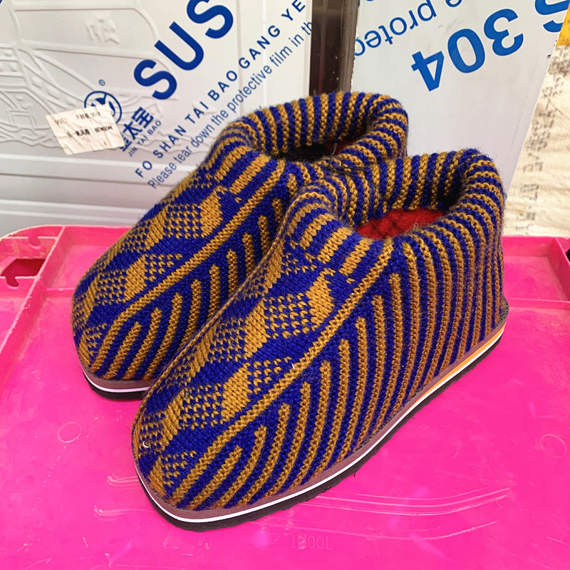 【新品】纯手工针织毛线鞋手工编织毛线鞋子成人冬季鞋底毛线棉鞋女