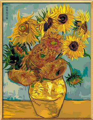 数字油彩画diy油画花卉油彩梵高向日葵填色手绘装饰名画 g402莫奈