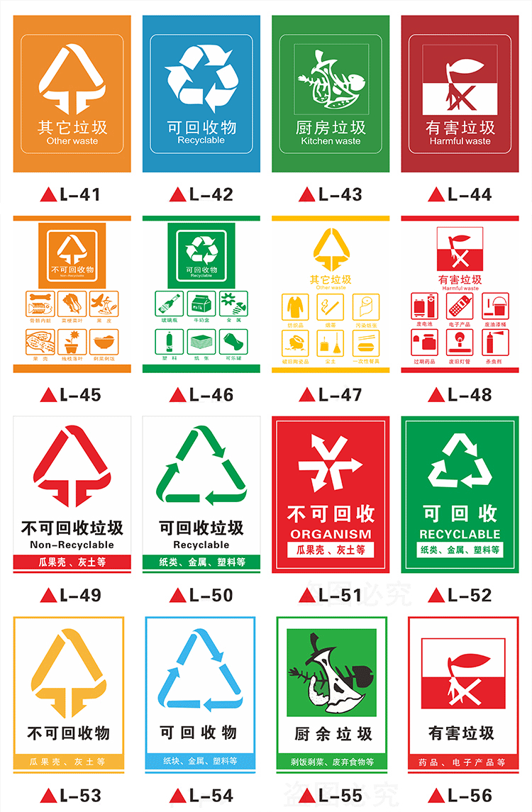 贴贴纸其他不可回收干湿餐厨余有害标志标签贴提示牌 l-09其他垃圾 30