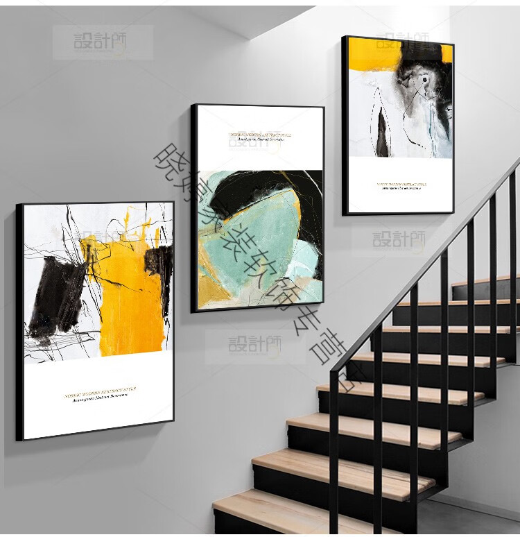 楼梯墙壁挂画楼梯间装饰画楼梯装饰画抽象创意艺术过道转角壁画现代