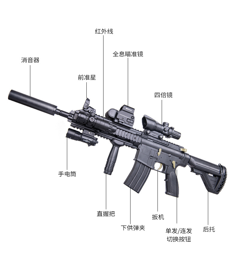 宜佳达(yijiada) 商品名称:【手动 电动一体】儿童玩具枪m416突击步