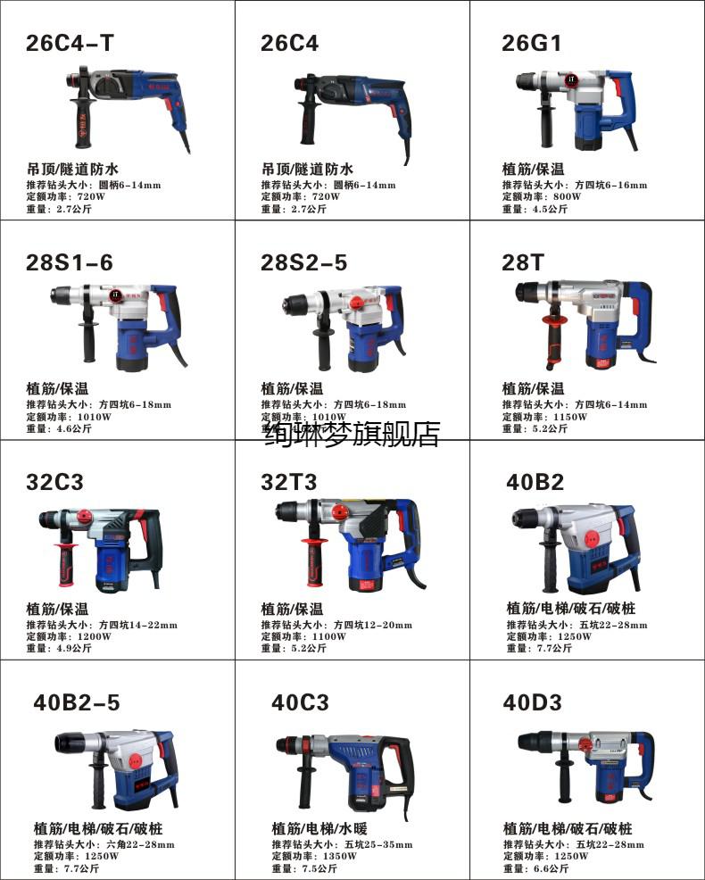 优选品质恒友电锤28t12带离合植筋大功率32c32t双用40b2双用锤钻28j2