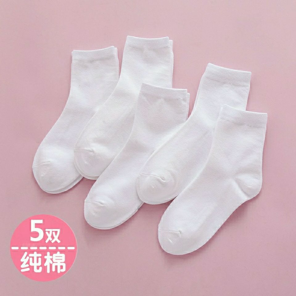 珍妮羊春夏天男女童纯白色儿童袜子纯棉短筒袜学生中童薄款考级四季