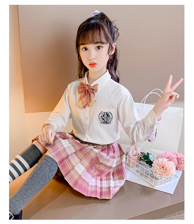 jk制服儿童儿童jk制服裙女童春秋2022新款长袖百褶裙子全套装班服小