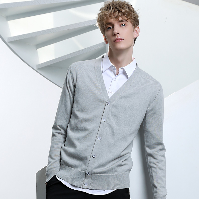 喻纯针织开衫男薄款羊毛衫