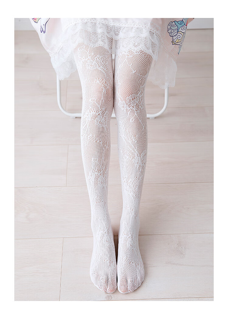 连裤袜丝袜女春秋lolita袜子蕾丝白色可爱日系打底美腿袜 竖条白色