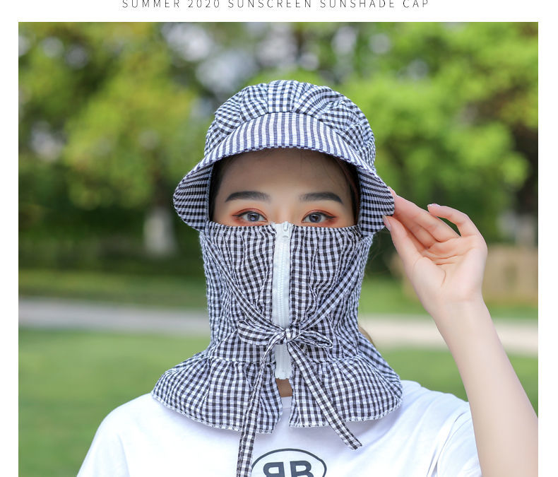 防晒帽子女遮脸防晒面罩女护颈戴帽子骑车薄款防紫线外遮脸全脸可水洗
