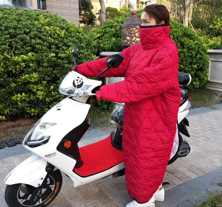 电动车挡风衣被男女加厚保暖加绒冬季防寒防水帽电瓶摩托车防风衣 男