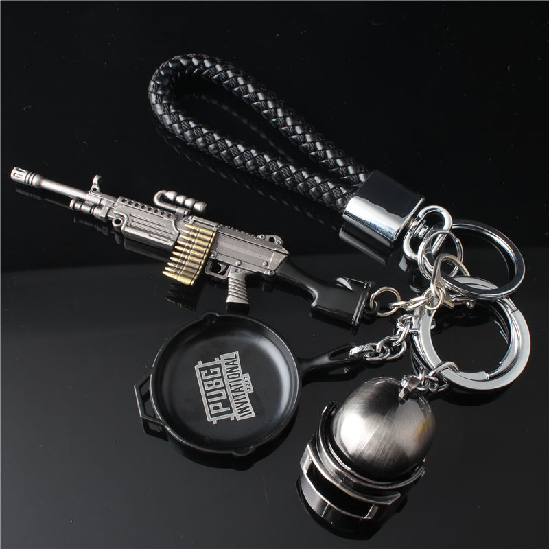 绝地求生钥匙扣挂件游戏三级头盔平底锅三件套