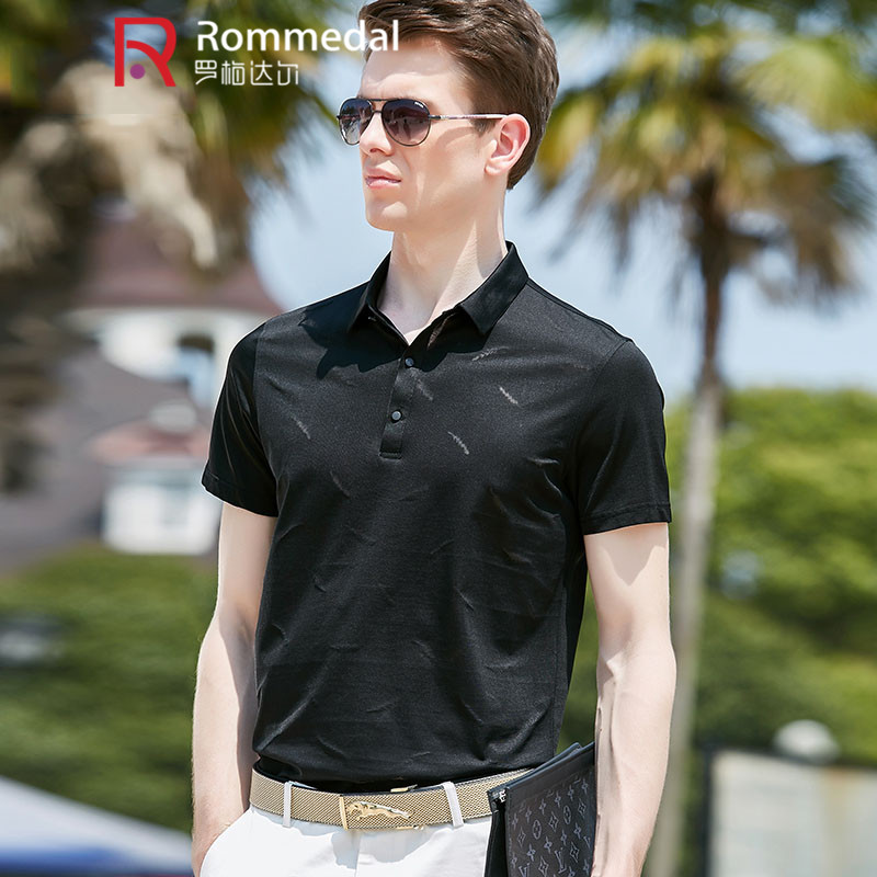 罗梅达尔Polo衫男短袖t恤男时尚商务翻领半袖