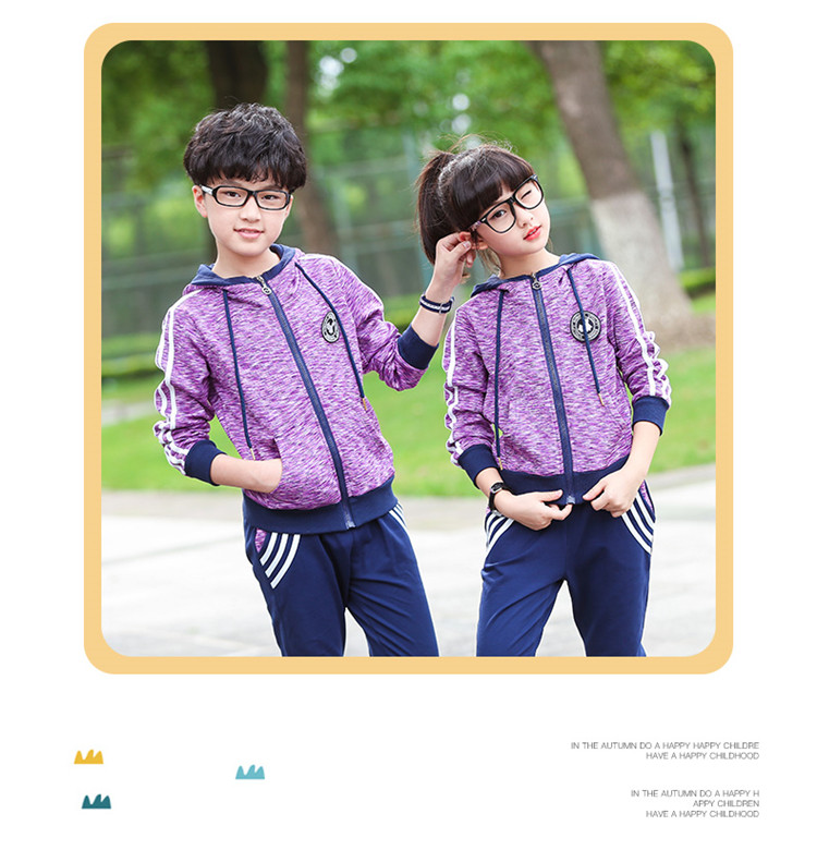 儿童运动套装男女童两件套中小学生校服班服幼儿园园服春秋装定制 兰