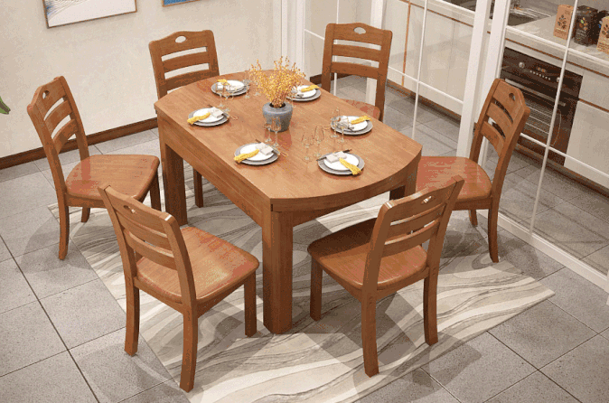 餐厅家具 餐桌 古莱登(gulaideng) 实木餐桌椅组合简约方圆两用可伸缩