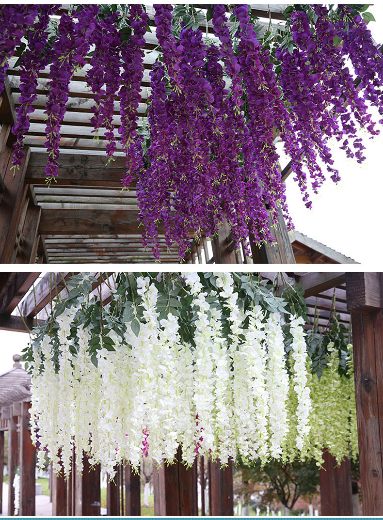 花艺赫 仿真紫藤花假花藤条紫罗兰吊顶客厅室内婚庆装饰塑料花串藤蔓
