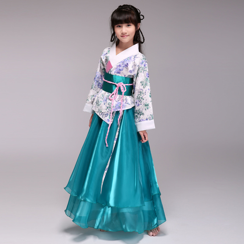 古装演出服女童古典汉服裙仙女公主女孩古筝古琴图片