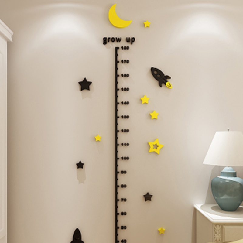 3D墙贴亚克力身高贴儿童房自粘测量身高尺