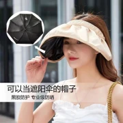 Chenyue summer sun visor Korean version sun hat big eaves cover face net red shell hat portable curly headband sun hat beige
