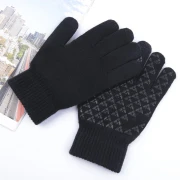 Huixun Jingdong's own brand warm gloves men's and women's touch screen thickened winter cold-proof woolen gloves black