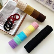 Rainbow house good thing bowknot hair ring autumn and winter furry pink pig large intestine hair ring plush rubber band head rope mother and child high elastic hair ring mixed color 10 bags