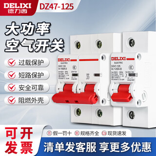 Delixi air switch D type high current dz47 household 2P high power switch 100a circuit breaker 220 125A 2P Delixi air switch D type high current dz47 household 2P high power switch 100a circuit breaker 220 125A 2P