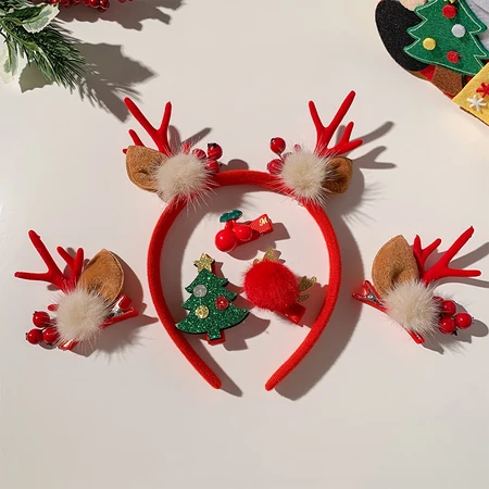 2022 Christmas hair clip headband gift box set girls cute elk horn hair clip headband children's Christmas hair accessories eyebrow stickers 2022 Christmas hair clip headband gift box set girls cute elk horn hair clip headband children's Christmas hair accessories eyebrow stickers