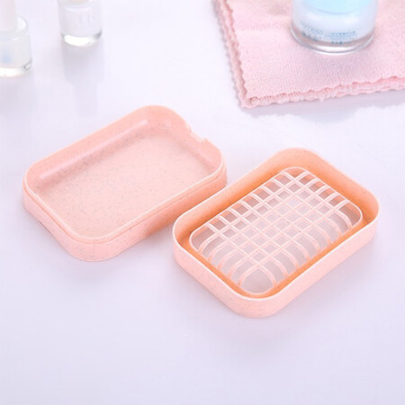 Damper soap box soap box double-layer drain soap powder pink Damper soap box soap box double-layer drain soap powder pink