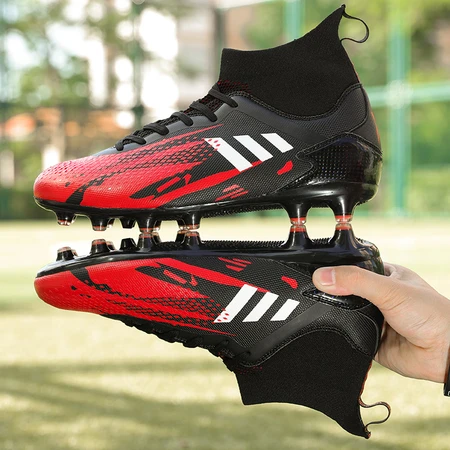 Men's football shoes with broken nails breathable short nails non-slip flying weaving children's football shoes men's long nails adult foot wide sports shoes game high-top football shoes student leather foot training shoes PISDO black and red spikes 41 Men's football shoes with broken nails breathable short nails non-slip flying weaving children's football shoes men's long nails adult foot wide sports shoes game high-top football shoes student leather foot training shoes PISDO black and red spikes 41