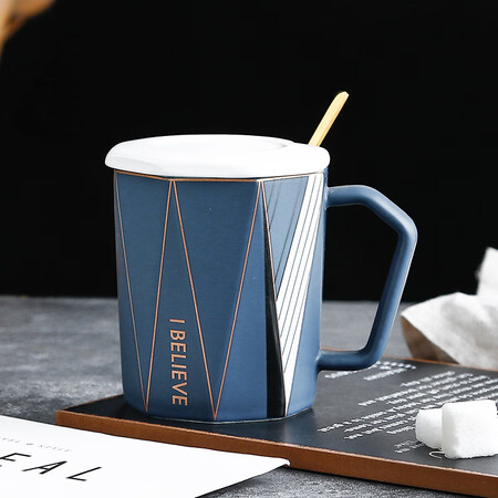 Qiaoyi creative ceramic cup personality mug female milk cup coffee cup male drinking water tea cup couple cup blue Qiaoyi creative ceramic cup personality mug female milk cup coffee cup male drinking water tea cup couple cup blue