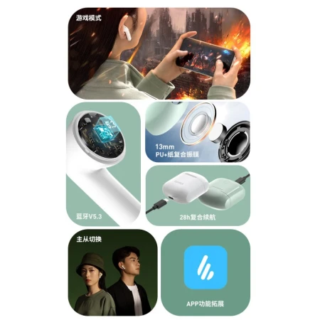 Edifier EDIFIER LolliPods True Wireless Bluetooth Headset Bluetooth 5.3 Music Headphones for Apple Huawei Xiaomi Mobile Phone White Edifier EDIFIER LolliPods True Wireless Bluetooth Headset Bluetooth 5.3 Music Headphones for Apple Huawei Xiaomi Mobile Phone White