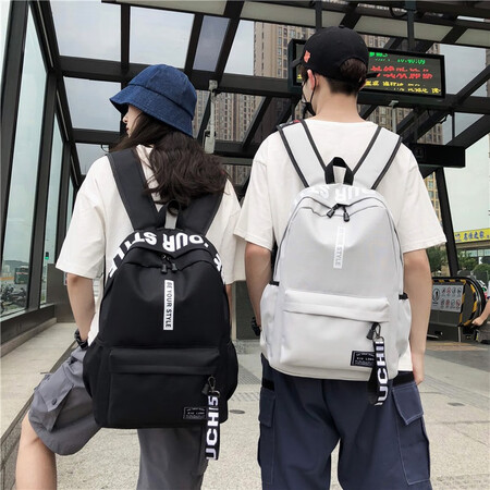 2020 new school bag men's backpack female junior high school students start school bag casual simple fashion trend canvas bag backpack all-match high school students black with sachet + bear ornament 2020 new school bag men's backpack female junior high school students start school bag casual simple fashion trend canvas bag backpack all-match high school students black with sachet + bear ornament