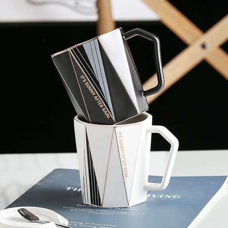 Qiaoyi creative ceramic cup personality mug female milk cup coffee cup male drinking water tea cup couple cup blue Qiaoyi creative ceramic cup personality mug female milk cup coffee cup male drinking water tea cup couple cup blue